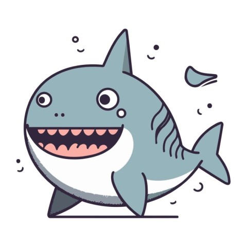 Cute cartoon shark. Vector illustration of a funny cartoon shark