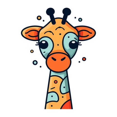 Cute cartoon giraffe head. Vector illustration isolated on white