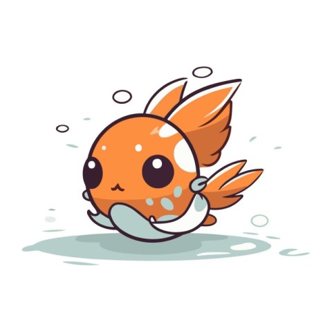 Cute kawaii cartoon flying fish character. Vector illustration.