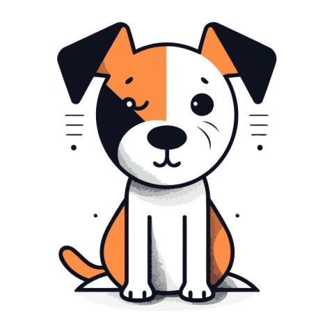 Cute cartoon dog vector illustration on white background. Cute p