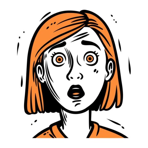 Surprised woman. Vector illustration of a girl with red hair.