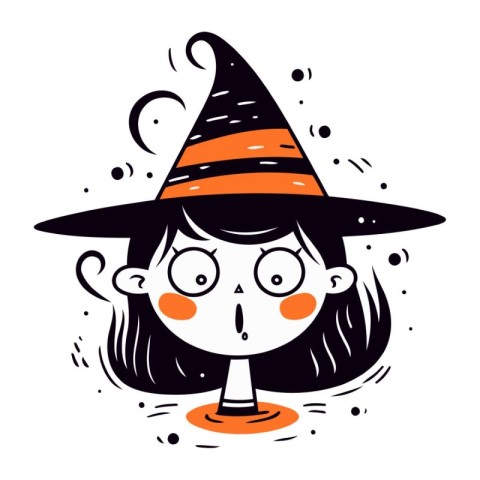 Vector illustration of a cartoon girl in a witch costume. Hallow