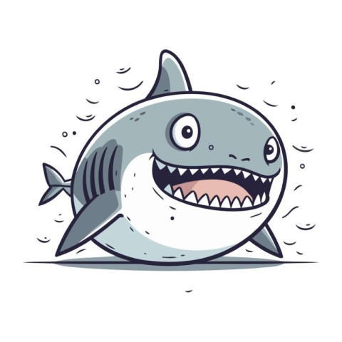 Cute shark cartoon vector illustration. Cute cartoon shark chara