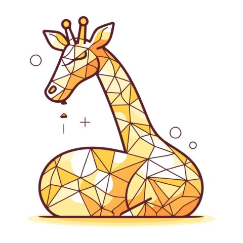 Low poly giraffe isolated on white background. Polygonal vector