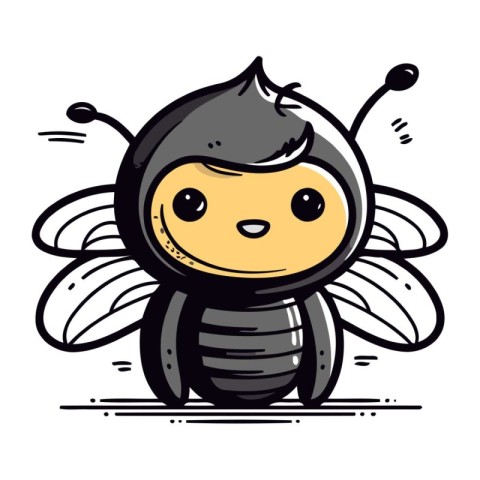 Cute cartoon bee. Vector illustration isolated on a white backgr