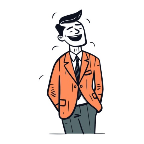 Funny vector illustration of a businessman in a suit. Cartoon st