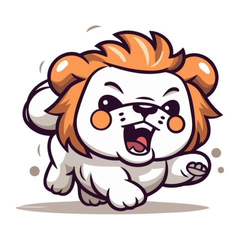 Cartoon Illustration of Cute Little Lion Animal Mascot Character