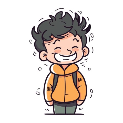 Vector illustration of a boy in a jacket with a smile on his fac