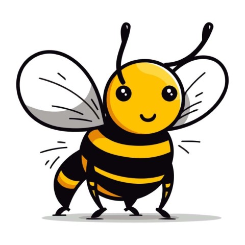 Cartoon bee on white background. Vector illustration for your de