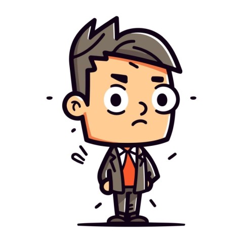 Angry businessman cartoon character. Vector illustration in a fl