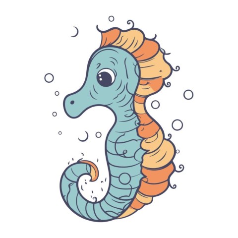 Seahorse. Coloring book for children. Vector illustration.