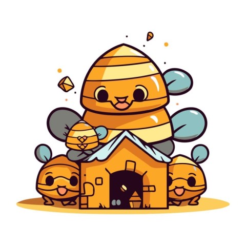 Cute little bee cartoon vector illustration. Cute cartoon bee.