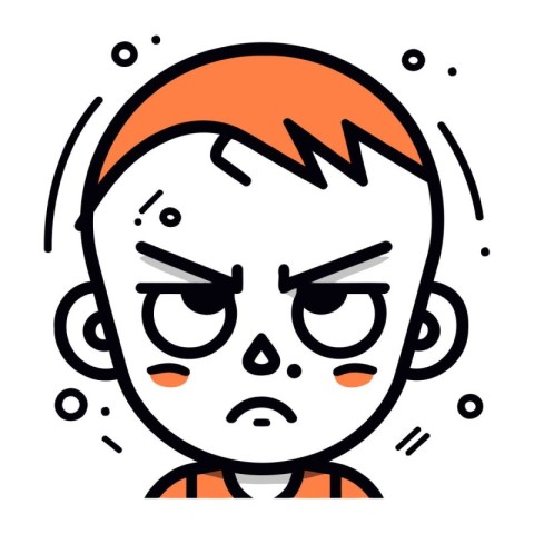 Sad boy face vector illustration. Cute cartoon sad boy character