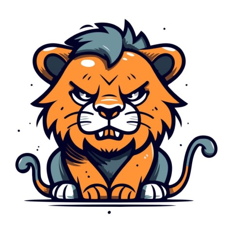 Lion cartoon mascot. Vector illustration of a cute wild animal.