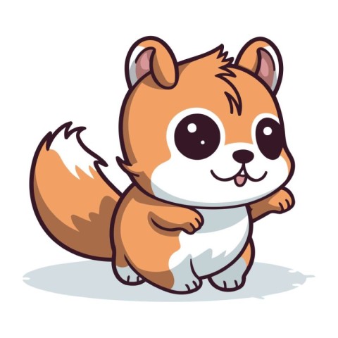 Cute squirrel cartoon character. Vector illustration isolated on