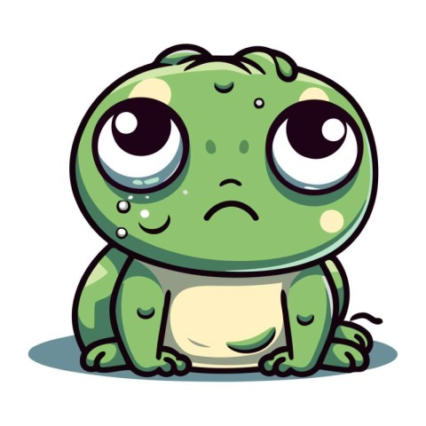 Frog with sad eyes. Vector illustration isolated on white backgr