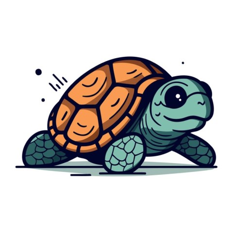 Cute cartoon turtle. Vector illustration isolated on a white bac