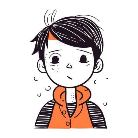 Vector illustration of a boy with a sad expression on his face.