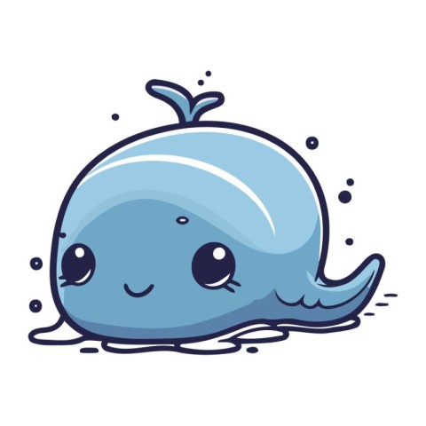 Cute cartoon whale. Vector illustration isolated on a white back