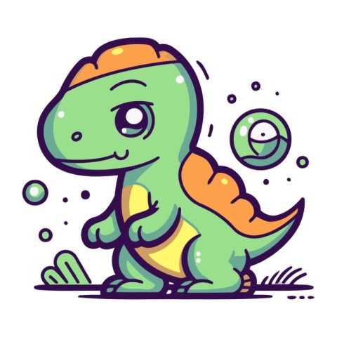 Cute dinosaur cartoon character. Vector illustration of a cute a