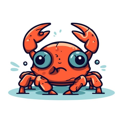 Cute cartoon crab character. Vector illustration of cute crab ma