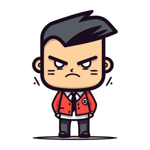 Angry Schoolboy   Cartoon Vector Illustration