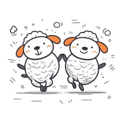 Cute cartoon sheep. Vector illustration in doodle style.