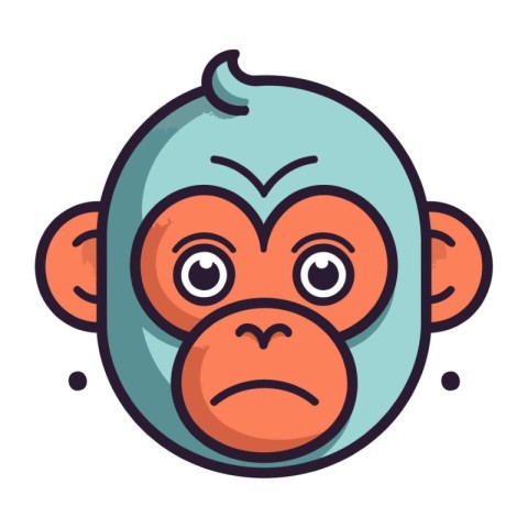 Cute monkey face. Vector illustration in doodle style.