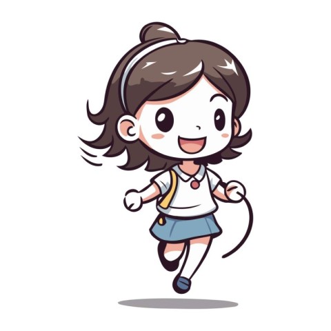 Girl running cartoon character vector illustration design. Cute