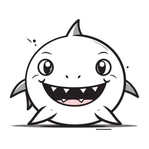 Cute Shark Cartoon Mascot Character. Vector Illustration.