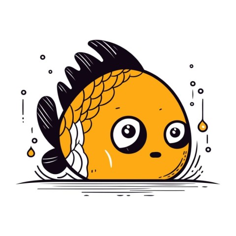 Vector illustration of a cute kawaii fish. Cartoon character.