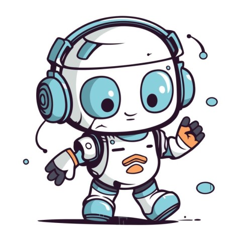 Astronaut vector illustration. Cute cartoon astronaut with headp