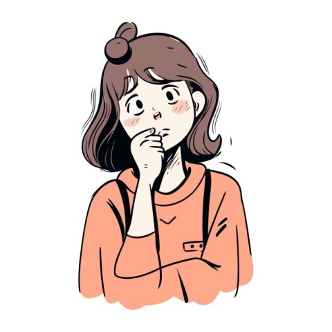 Illustration of a woman with a thoughtful expression on her face