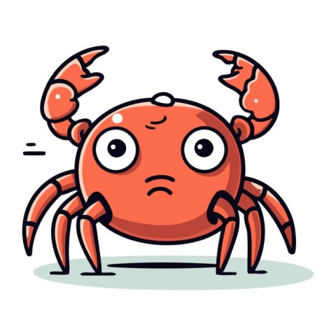 Crab with sad face. Cute cartoon character. Vector illustration.