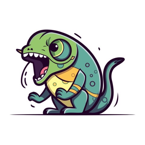 Cartoon chameleon. Vector illustration. Isolated on white backgr