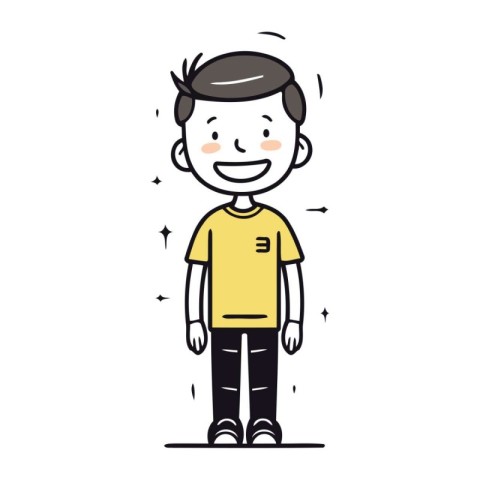 Vector illustration of a boy in a yellow t shirt with a smile