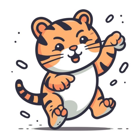 Cute tiger cartoon character. Isolated vector illustration on wh