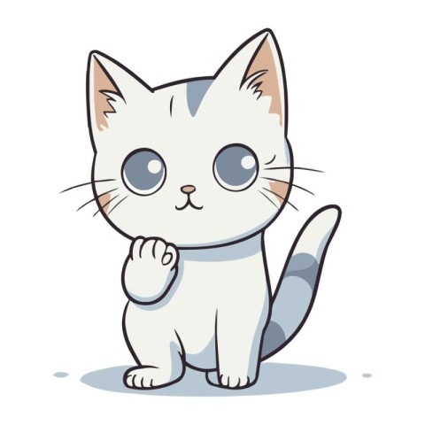 Cute cartoon cat. Vector illustration isolated on a white backgr