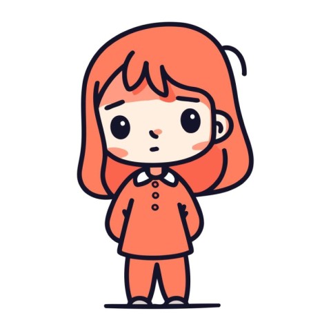 Cute little girl cartoon character. Vector illustration in flat