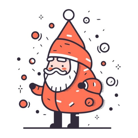 Vector illustration of Santa Claus in flat line style. Christmas