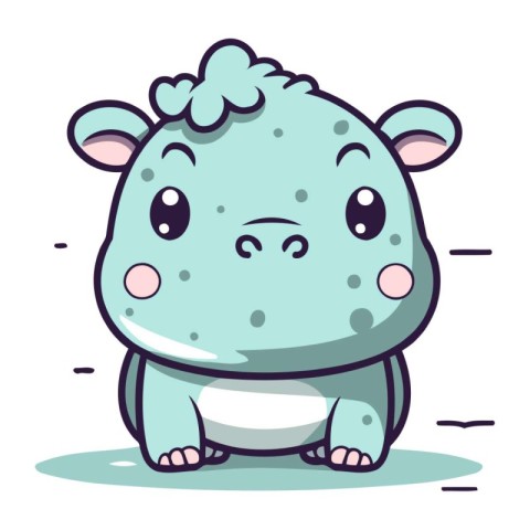 Cute cartoon hippo. Vector illustration. Isolated on white backg