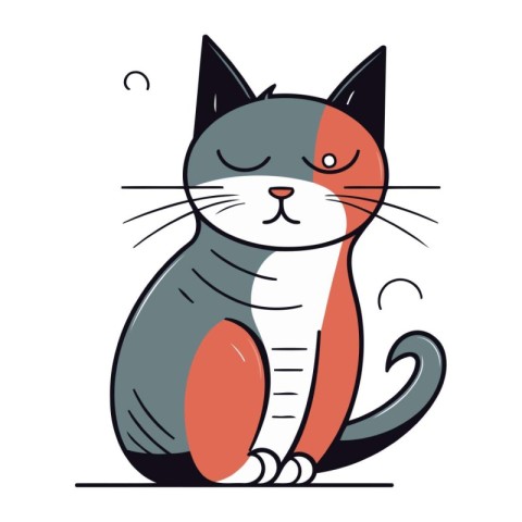 Cute cartoon cat. vector illustration. Isolated on white backgro