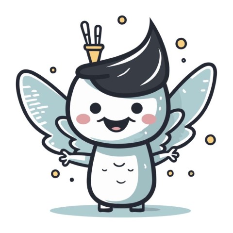 Cute Angel Cartoon Mascot Character. Vector Illustration.