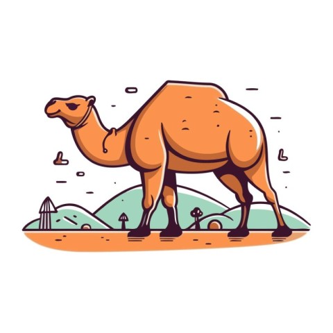 Camel. Vector illustration in cartoon style on a white backgroun