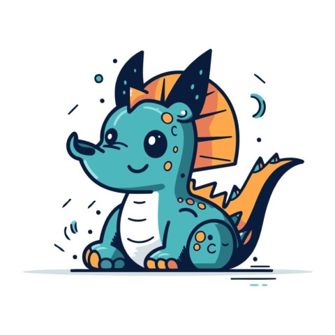 Cute little dinosaur. Vector illustration in flat cartoon style.