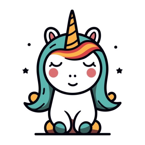 Cute unicorn isolated on white background. Vector illustration i