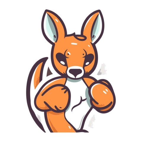 Funny cartoon kangaroo. Vector illustration on white background.