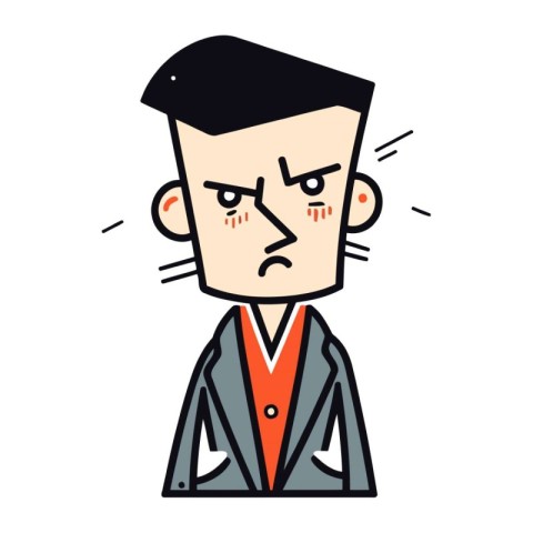 Angry man in a suit. Vector illustration in cartoon style.