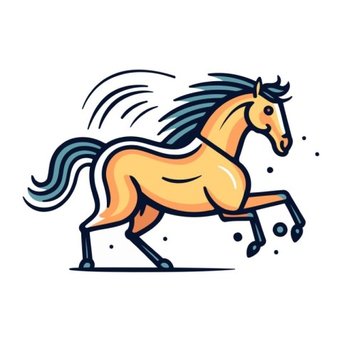 Vector illustration of a horse running isolated on a white backg