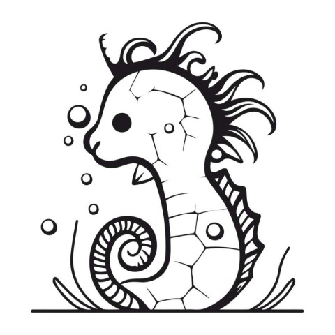 Seahorse. Coloring book for children. Vector illustration.